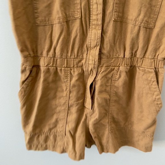 Universal Threads Utility Linen Blend Cap Sleeve Lightweight Tan Brown Romper - Picture 4 of 5